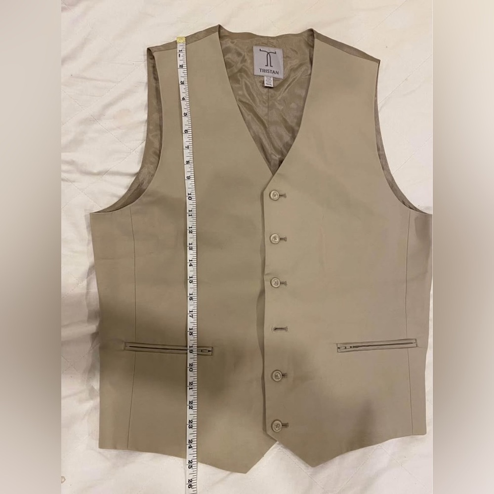 Tristan Beige Suit Vest Size XL – Dress Vest, Wedding & Office - Picture 5 of 5